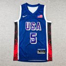 2024 Paris Olympics USA Basketball Dream 5# Anthony Edwards Blue Jersey