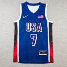 2024 Paris Olympics USA Basketball Dream 7# Kevin Durant Blue Jersey