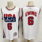 1992 Barcelona Olympics USA Basketball Dream 6# Patrick Ewing White Jersey