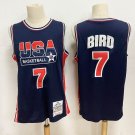 1992 Barcelona Olympics USA Basketball Dream 7# Larry Bird Blue Jersey