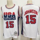 1992 Barcelona Olympics USA Basketball Dream 15# Earvin Johnson White Jersey