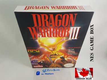 DRAGON WARRIOR 3 - NES, Nintendo Custom Replacement BOX optional w  Dust Cover & PVC Protector