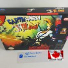 EARTHWORM JIM - SNES, Super Nintendo Custom Box optional w  Insert Tray & PVC Protector