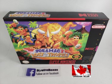 JOE & MAC 2 LOST IN TROPICS - SNES, Super Nintendo Custom Box optional w  Insert Tray & PVC Protect