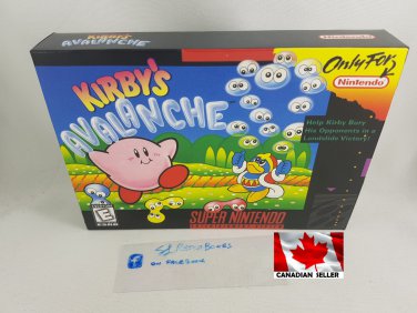 KIRBY'S AVALANCHE - SNES, Super Nintendo Custom Replace Box optional w  Insert Tray & PVC Protector