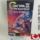 MANUAL SNES - CONTRA 3 THE ALIEN WARS - Super Nintendo Replacement Instruction Manual Booklet