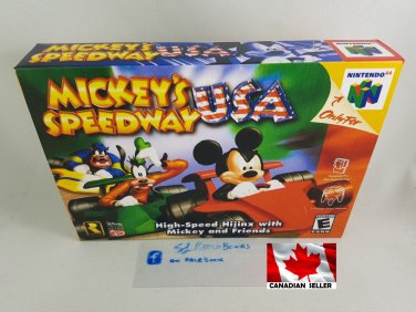 MICKEY'S SPEEDWAY USA - N64, Nintendo64 Custom replica Box optional w  Insert Tray & PVC Protector