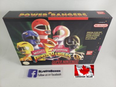 MIGHTY MORPHIN POWER RANGERS - SNES, Super Nintendo Box w  Insert Tray & PVC Protector