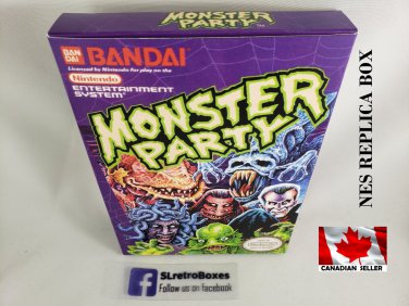 MONSTER PARTY - NES, Nintendo Custom replacement BOX optional w  Dust Cover & PVC Protector