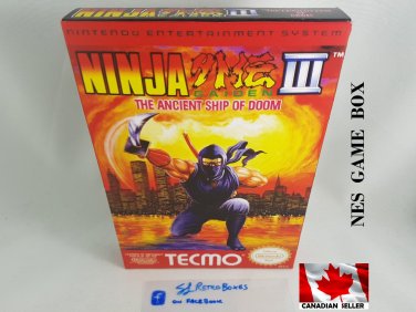 NINJA GAIDEN III ANCIENT SHIP OF DOOM - NES, Nintendo Custom BOX optional w  Dust Cover & PVC Prot