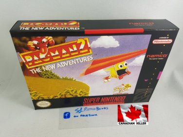 PAC-MAN 2 NEW ADVENTURES - SNES, Super Nintendo Custom Box optional w  Insert Tray & PVC ProtecT