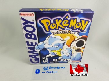 POKEMON BLUE - Nintendo Game Boy Custom Replacement Box optional w  Insert Tray & PVC Protector
