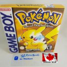 POKEMON YELLOW - Nintendo Game Boy Custom Replacement Box optional w  Insert Tray & PVC Protector