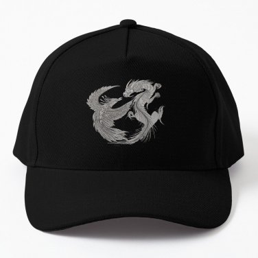 Japanese Phoenix and Dragon Design (Crimson) Baseball Cap Hat Casquette Snapback