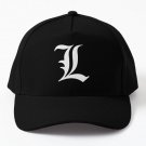L Old English Initial White Letter L Baseball Cap Hat Black Printed Snapback