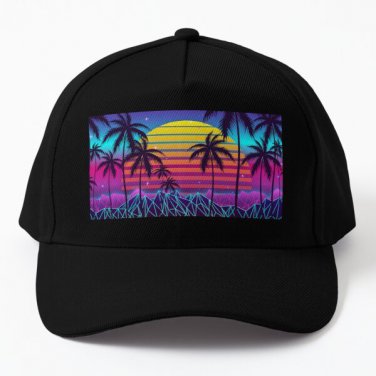 Radiant set Synthwave Baseball Cap Hat Snapback Black Casquette
