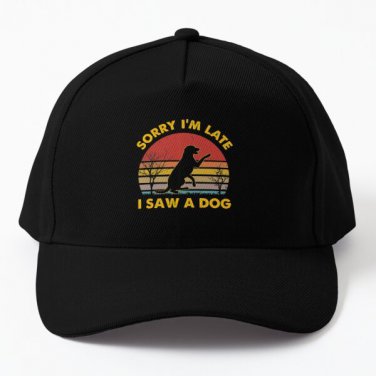 Sorry Im Late I Saw A Dog Baseball Cap Hat Black Women Mens Casquette