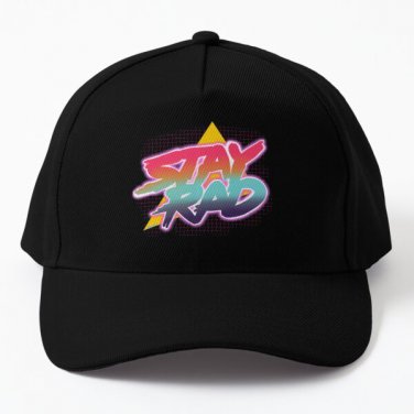 Stay Rad 80S 90S Vaporwave Aesthetic 0 Baseball Cap Hat Mens Black Casquette