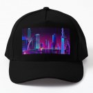 Synthwave Neon City Baseball Cap Casquette Hat Black Mens