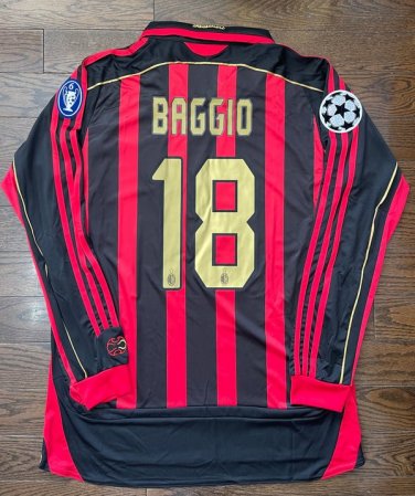 BAGGIO AC Milan Retro Home   Long Sleeves 2006 07
