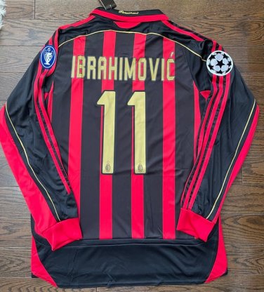 IBRAHIMOVIC AC Milan Retro Home   Long Sleeves 2006 07