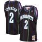 NEW Larry JOHNSON Charlotte HORNETS  Black Throwback Classics #2