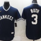 New York Yankees #3 Babe Ruth Throwback  Blue