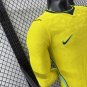 player version add+$5 2026 Brazil yellow long sleeves soccer jersey size S-3XL