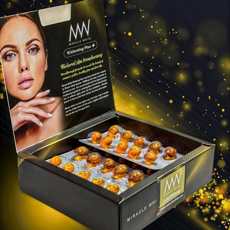 Miracle White Booster Whitening Plus+ 60 Capsules nano Glutathione 1 Box