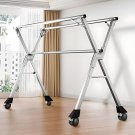 SOGA 2X 2.4m Portable Standing Clothes Drying Rack with Wheels SOGA 2X 2.4m Portable Standing Clothes Drying Rack with Wheels