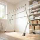 SOGA 2X 2.4m Portable Standing Clothes Drying Rack 3 Poles SOGA 2X 2.4m Portable Standing Clothes Drying Rack 3 Poles