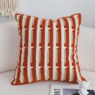 SOGA 2X 45cm Rust Orange & Off-White Striped Polyester Decorative Pillowcase