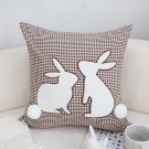 SOGA 2X 45cm Brown Gingham Bunny Pillowcase