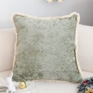SOGA 2X 45cm Sage Green Velvet Pillowcase with Faux Fur Trim