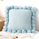 SOGA 2X 45cm Light Blue Ribbed Pillow Cover with Pom Poms SOGA 2X 45cm Light Blue Ribbed Pillow Cover with Pom Poms