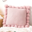 SOGA 2X 45cm Blush Pink Ribbed Pillow Cover with Pom Poms SOGA 2X 45cm Blush Pink Ribbed Pillow Cover with Pom Poms