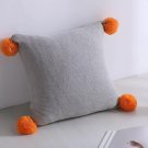 SOGA 2X 45cm Ribbed Knit Pillowcase with Pom-Poms (Light Gray)