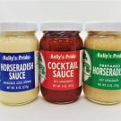 Limited Edition Kelly's Pride-3 pk Horseradish Sauce, Cocktail Sauce & Prepared Horseradish Limited Edition Kelly's Pride-3 pk Horseradish Sauce, Cocktail Sauce & Prepared Horseradish