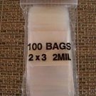 Limited Edition PLASTIC BAG 2x3 zip lock white block small poly 100