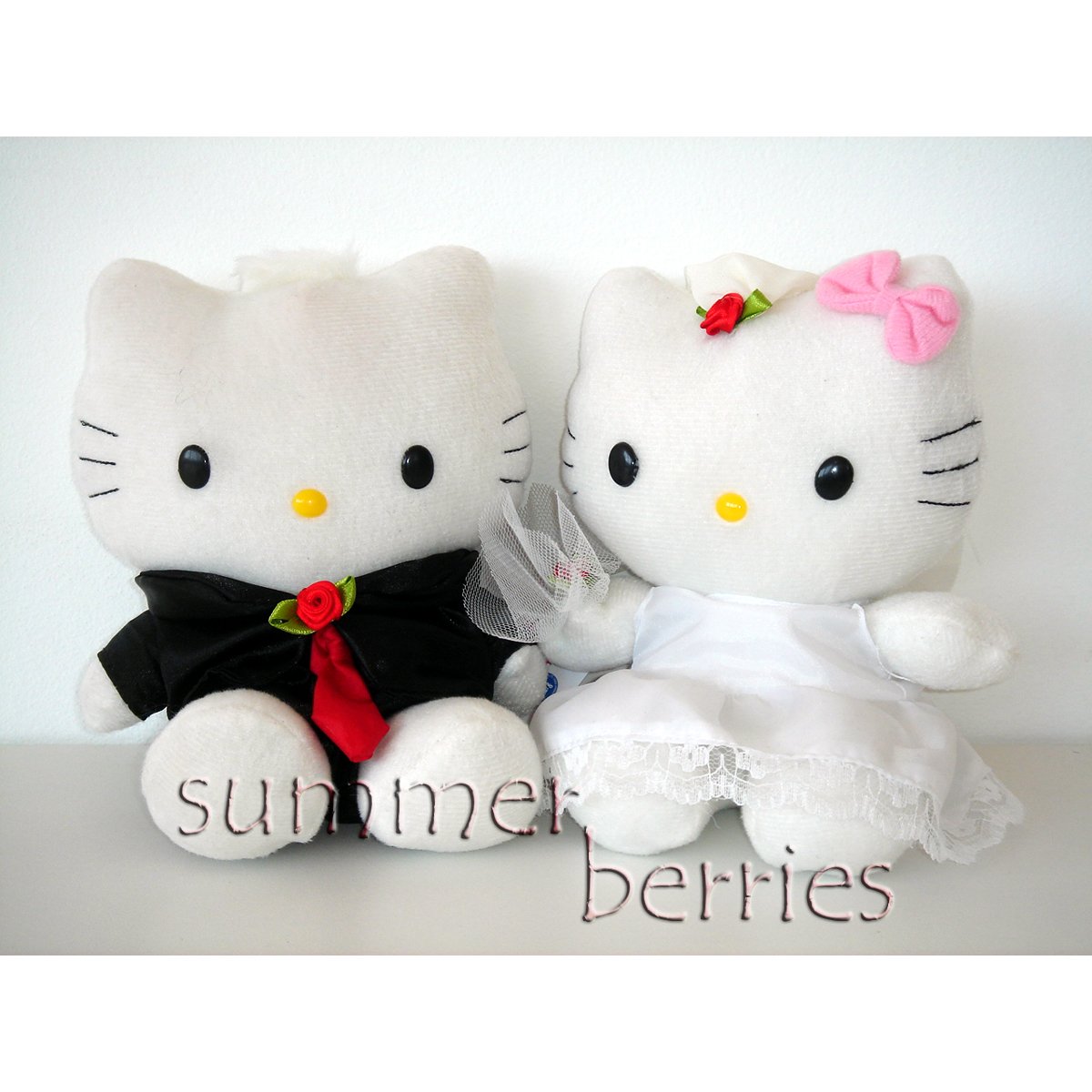 Hello Kitty Bride And Groom Wedding Bridal Couple Plush Set Blackandwhite