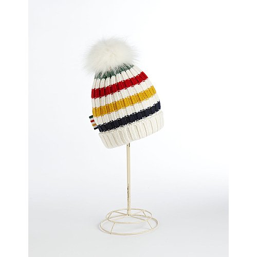 Hudson\'s Bay Company Adult Multicolored Striped Pompom Toque, Wool Blend Hudson Bay Stripes Toque Pompom Hat Baby Children Women  main image 4
