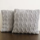 Handknit Hand Knitted Toss Cushion Throw Pillow Cover - Light Grey (Set of 2)