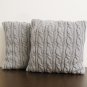 Handknit Hand Knitted Toss Cushion Throw Pillow Cover - Light Grey (Set of 2)