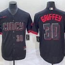 Cincinnati Reds #30 Ken Griffey Jr. Black City Connect With Patch Stitched Baseball Jersey