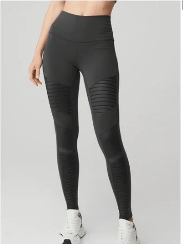 Alo Yoga High Waisted Dark Gray Moto Full Length Leggings