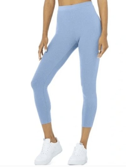 Alo Yoga Ribbed High-Waist Blissful Legging Blue skies