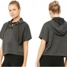 ALO Yoga Realm short sleeve grey hoodie