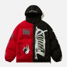 Tai Chi Skull Print Contrast Winter Coat