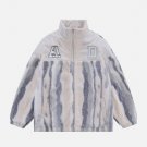 Tie-dye Striped Patchwork Sherpa Coat