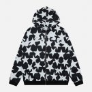 Stars Print Devil Horns Zipper Hoodie